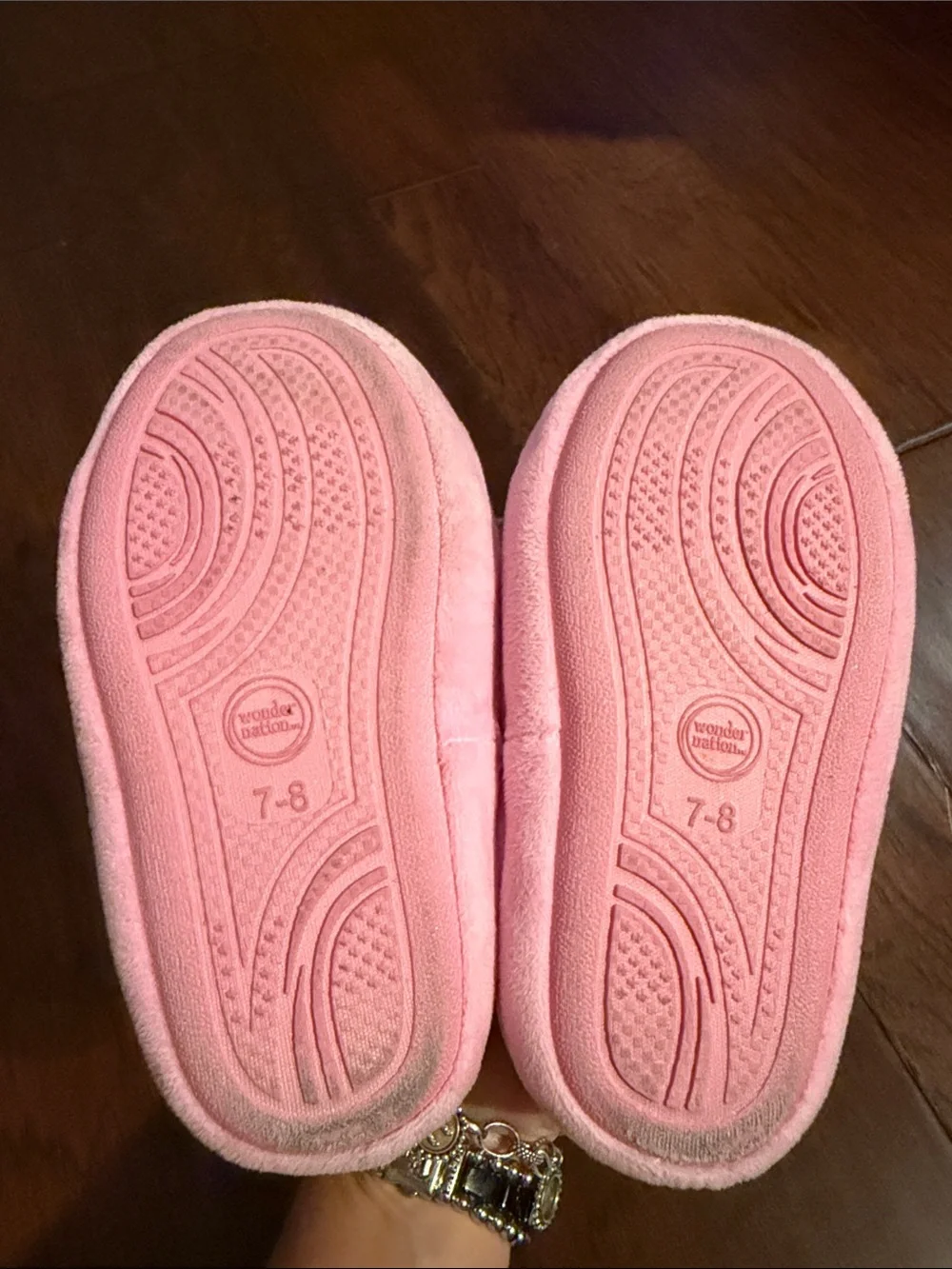 wonder nation Light Pink Satin Bow Plush Kids Slippers
